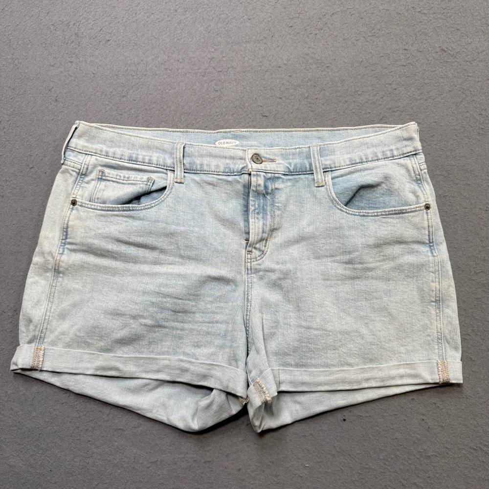Old Navy Boyfriend Shorts Women's 12 Blue Light Wash Denim Cuffed Hem Summer Y2K